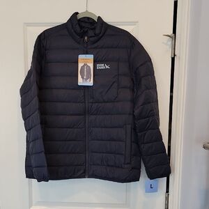 Eddie Bauer Men's Down Winter Packable Puffer Coat Lightweight Large Navy NWT